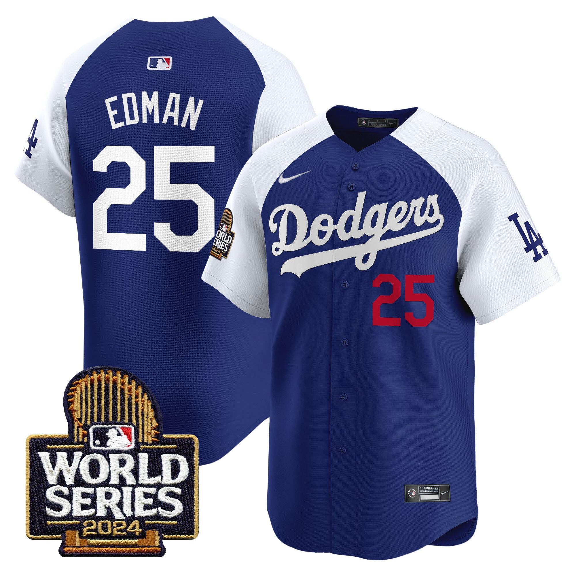 Men's Dodgers 2024 World Series Vapor Premier Limited Jersey - All Stitched - Alternate Royal, Tommy Edman