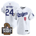 Men's Dodgers 2024 World Series Vapor Premier Limited Jersey - All Stitched - White, Kobe Bryant