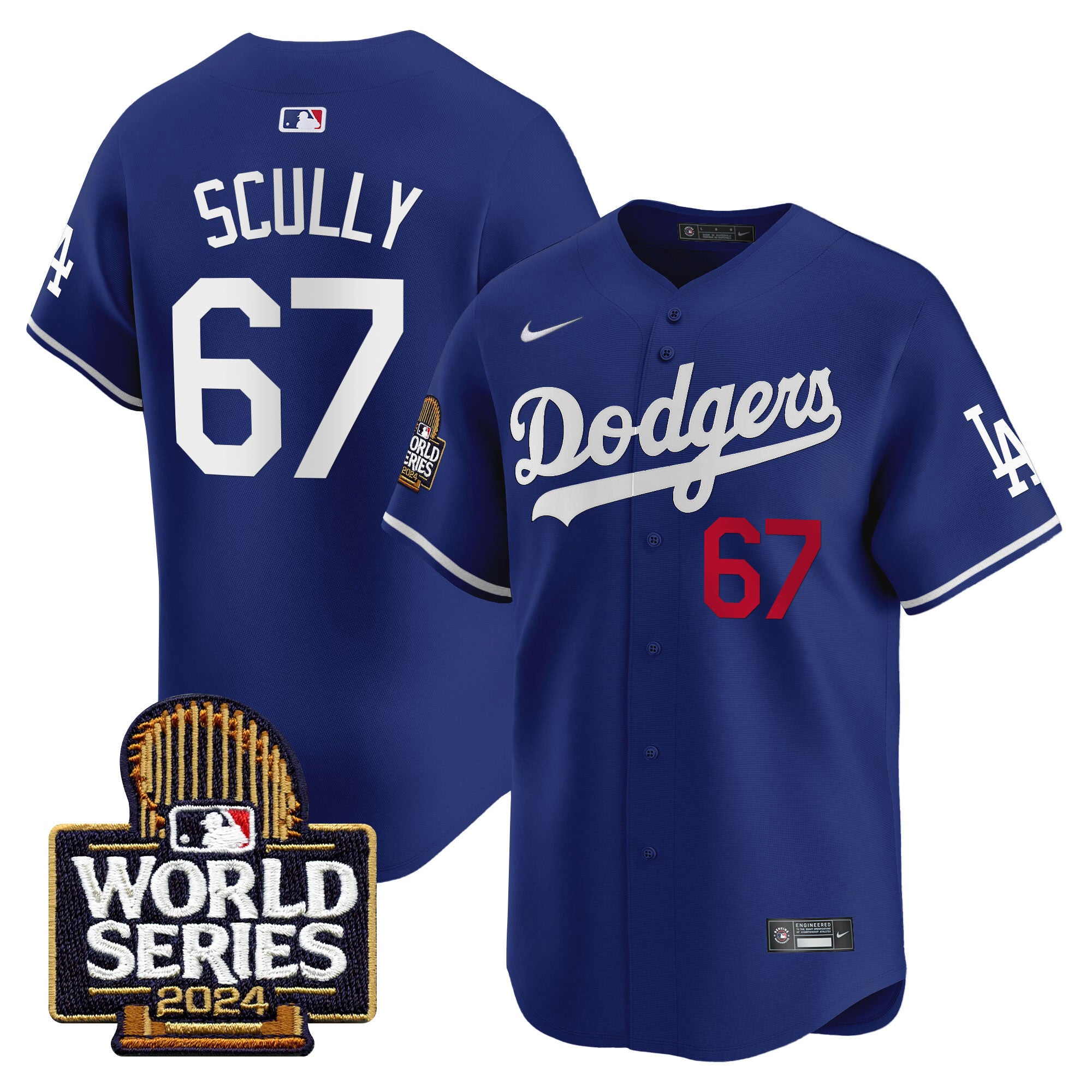 Men's Dodgers 2024 World Series Vapor Premier Limited Jersey - All Stitched - Royal, Vin Scully