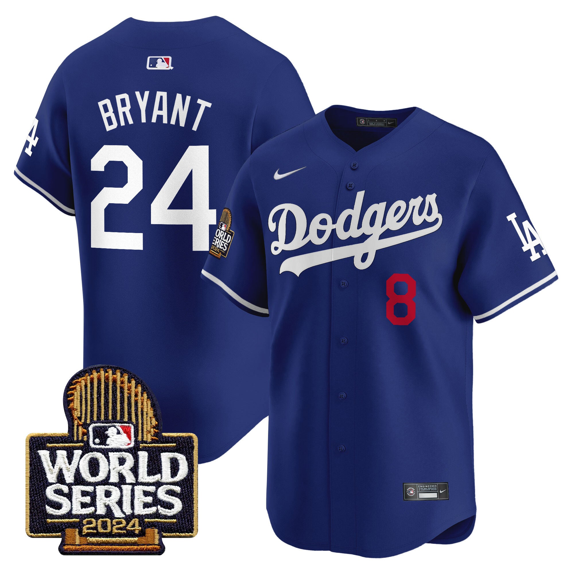 Men's Dodgers 2024 World Series Vapor Premier Limited Jersey - All Stitched - Royal, Kobe Bryant