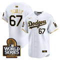Men's Dodgers 2024 World Series Vapor Premier Limited Jersey - All Stitched - White Gold, Vin Scully