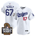 Men's Dodgers 2024 World Series Vapor Premier Limited Jersey - All Stitched - White, Vin Scully