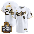 Men's Dodgers 2024 World Series Vapor Premier Limited Jersey - All Stitched - White Gold, Kobe Bryant