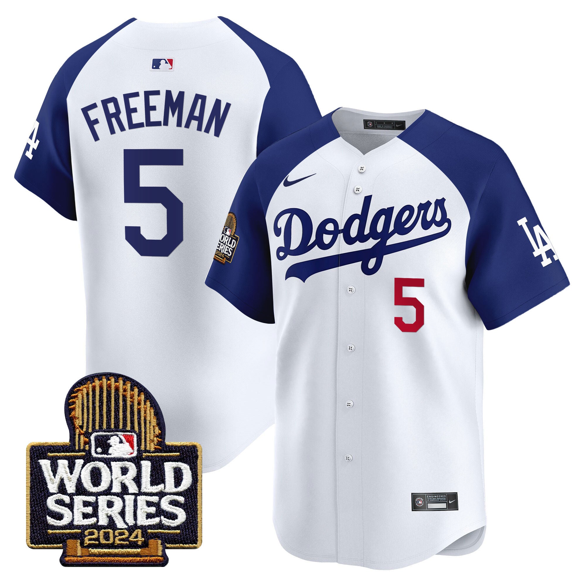 Men's Dodgers 2024 World Series Vapor Premier Limited Jersey - All Stitched - Alternate White, Freddie Freeman