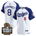 Men's Dodgers 2024 World Series Vapor Premier Limited Jersey - All Stitched - Alternate White, Kike Hernandez