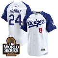 Men's Dodgers 2024 World Series Vapor Premier Limited Jersey - All Stitched - Alternate White, Kobe Bryant