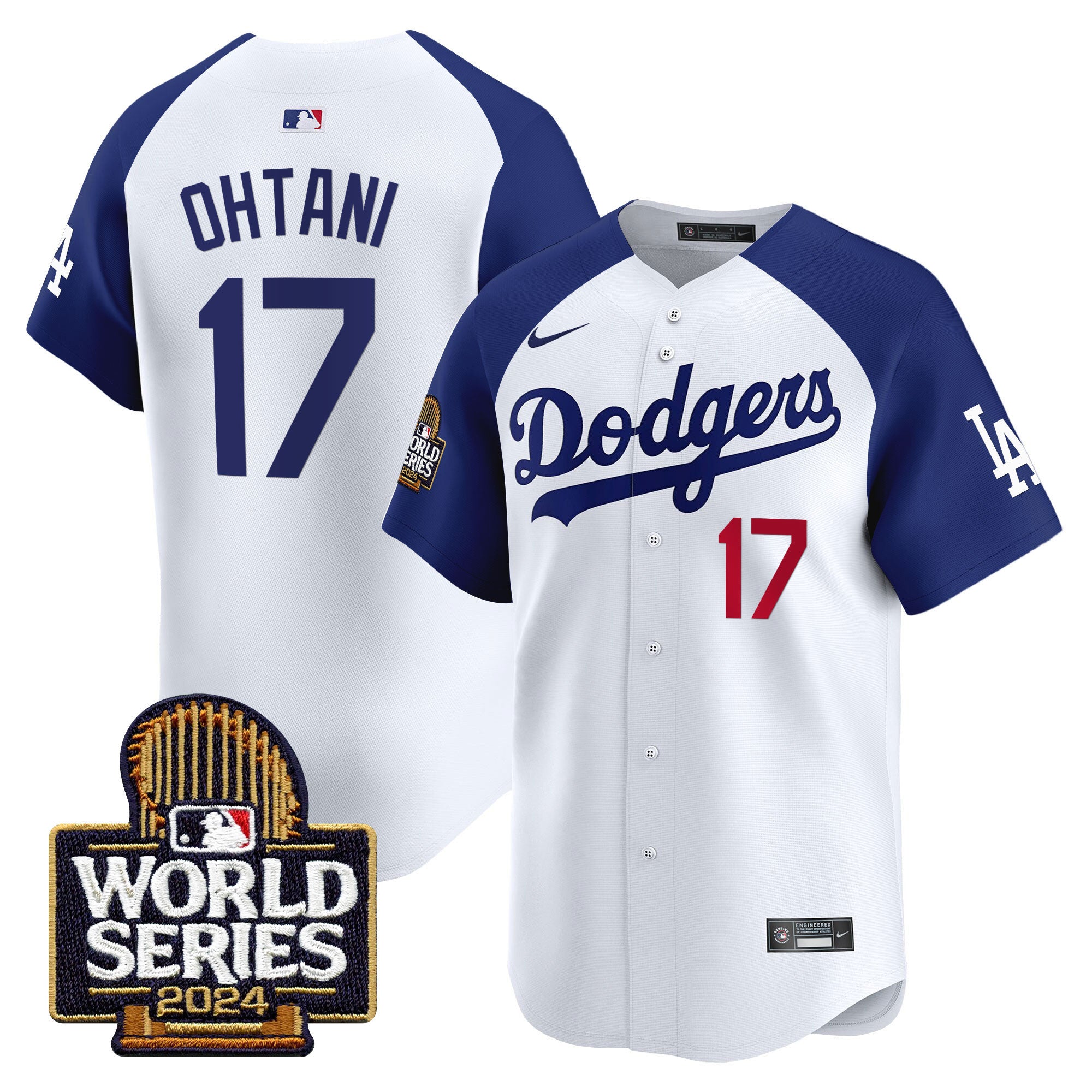Men's Dodgers 2024 World Series Vapor Premier Limited Jersey - All Stitched - Alternate White, Shohei Ohtani