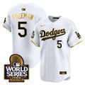 Men's Dodgers 2024 World Series Vapor Premier Limited Jersey - All Stitched - White Gold, Freddie Freeman