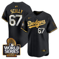 Men's Dodgers 2024 World Series Vapor Premier Limited Jersey - All Stitched - Black Gold, Vin Scully