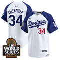 Men's Dodgers 2024 World Series Vapor Premier Limited Jersey - All Stitched - Alternate White, Fernando Valenzuela