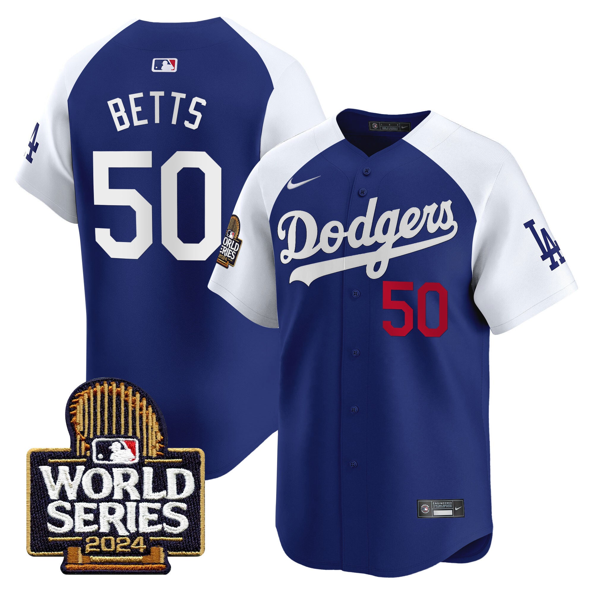 Men's Dodgers 2024 World Series Vapor Premier Limited Jersey - All Stitched - Alternate Royal, Mookie Betts