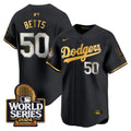 Men's Dodgers 2024 World Series Vapor Premier Limited Jersey - All Stitched - Black Gold, Mookie Betts