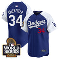 Men's Dodgers 2024 World Series Vapor Premier Limited Jersey - All Stitched - Alternate Royal, Fernando Valenzuela