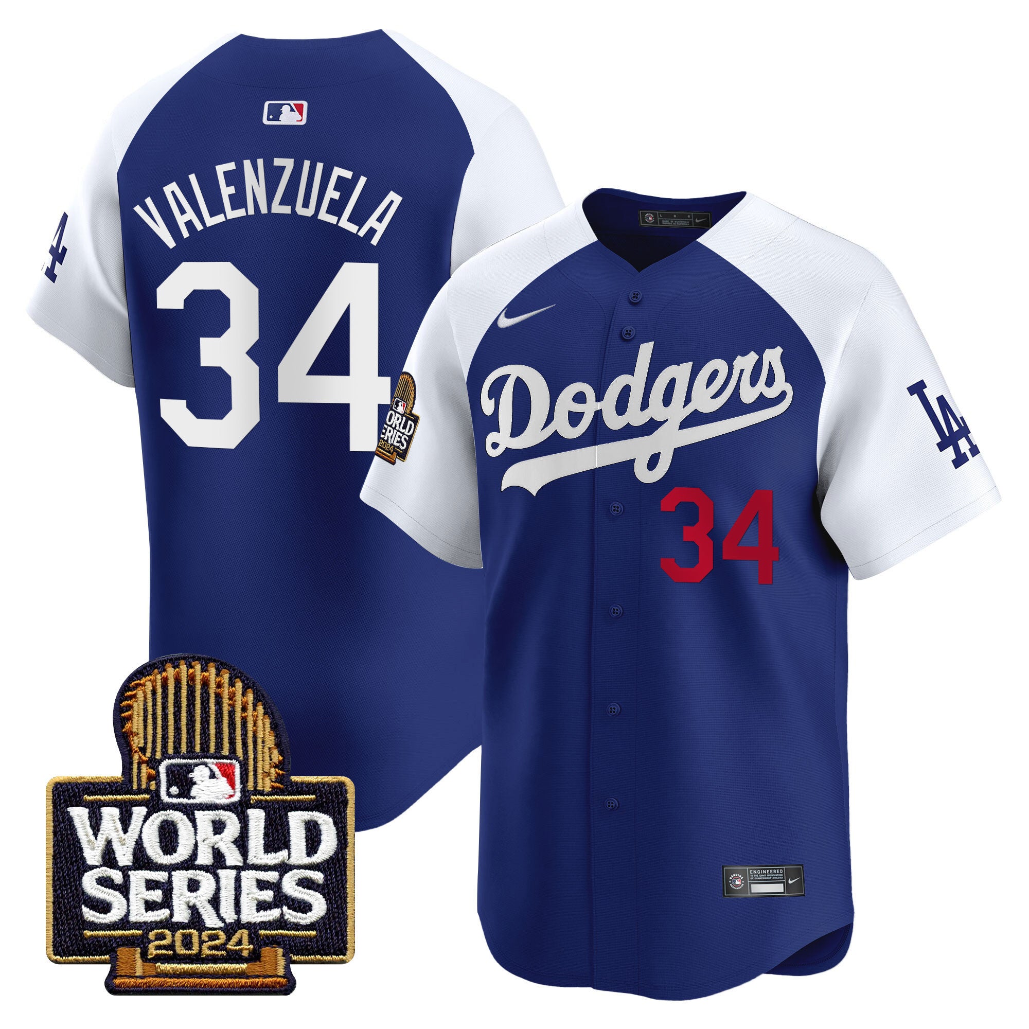 Men's Dodgers 2024 World Series Vapor Premier Limited Jersey - All Stitched - Alternate Royal, Fernando Valenzuela