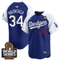 Men's Dodgers 2024 World Series Vapor Premier Limited Jersey V2 - All Stitched - Alternate Royal, Fernando Valenzuela