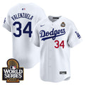 Men's Dodgers 2024 World Series Vapor Premier Limited Jersey V2 - All Stitched - White, Fernando Valenzuela
