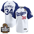 Men's Dodgers 2024 World Series Vapor Premier Limited Jersey V2 - All Stitched - Alternate White, Fernando Valenzuela