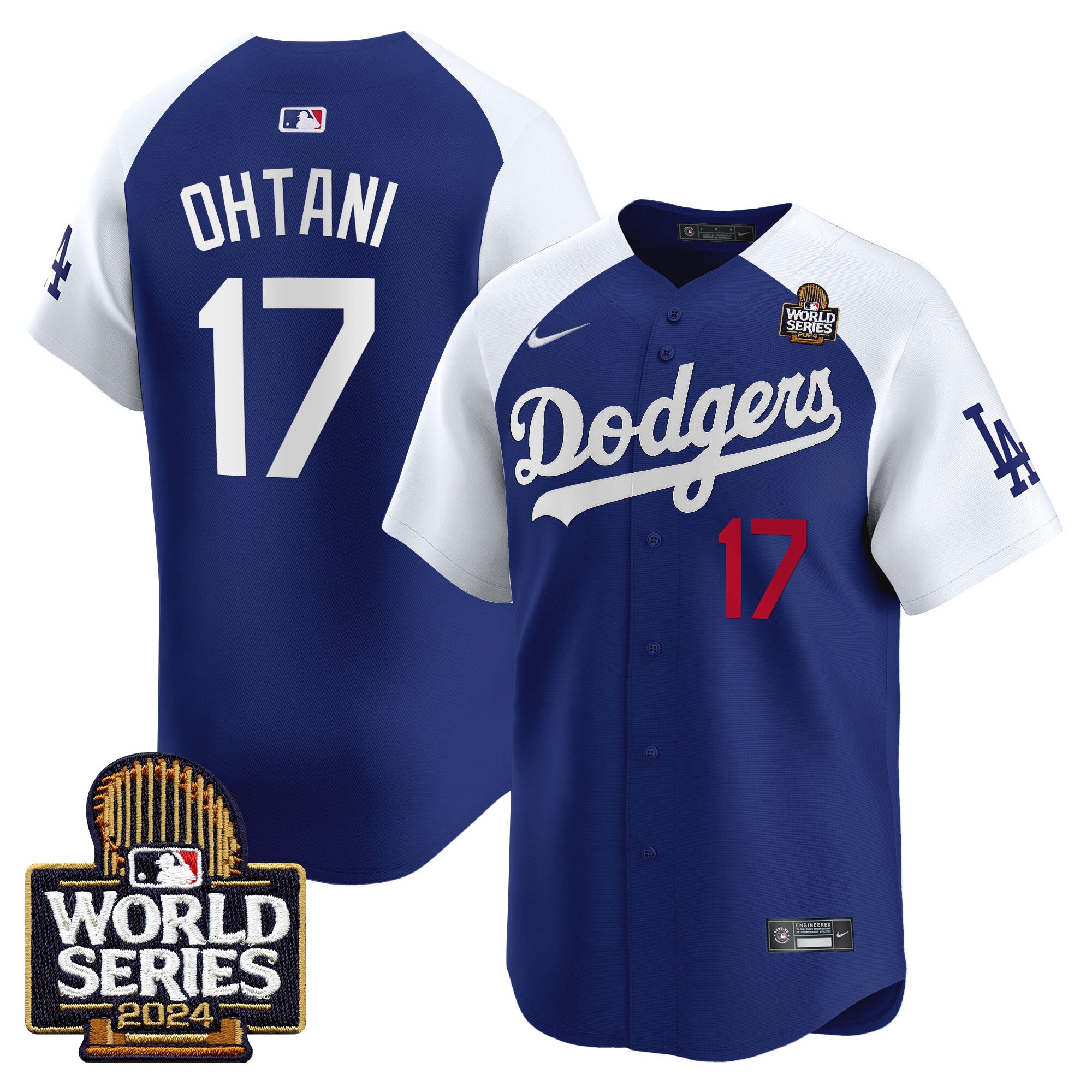 Men's Dodgers 2024 World Series Vapor Premier Limited Jersey V2 - All Stitched - Alternate Royal, Shohei Ohtani