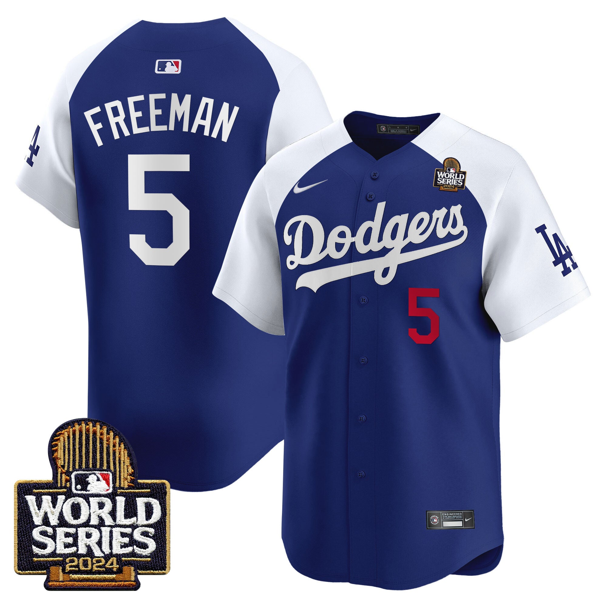 Men's Dodgers 2024 World Series Vapor Premier Limited Jersey V2 - All Stitched - Alternate Royal, Freddie Freeman
