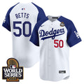 Men's Dodgers 2024 World Series Vapor Premier Limited Jersey V2 - All Stitched - Alternate White, Mookie Betts