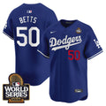 Men's Dodgers 2024 World Series Vapor Premier Limited Jersey V2 - All Stitched - Royal, Mookie Betts