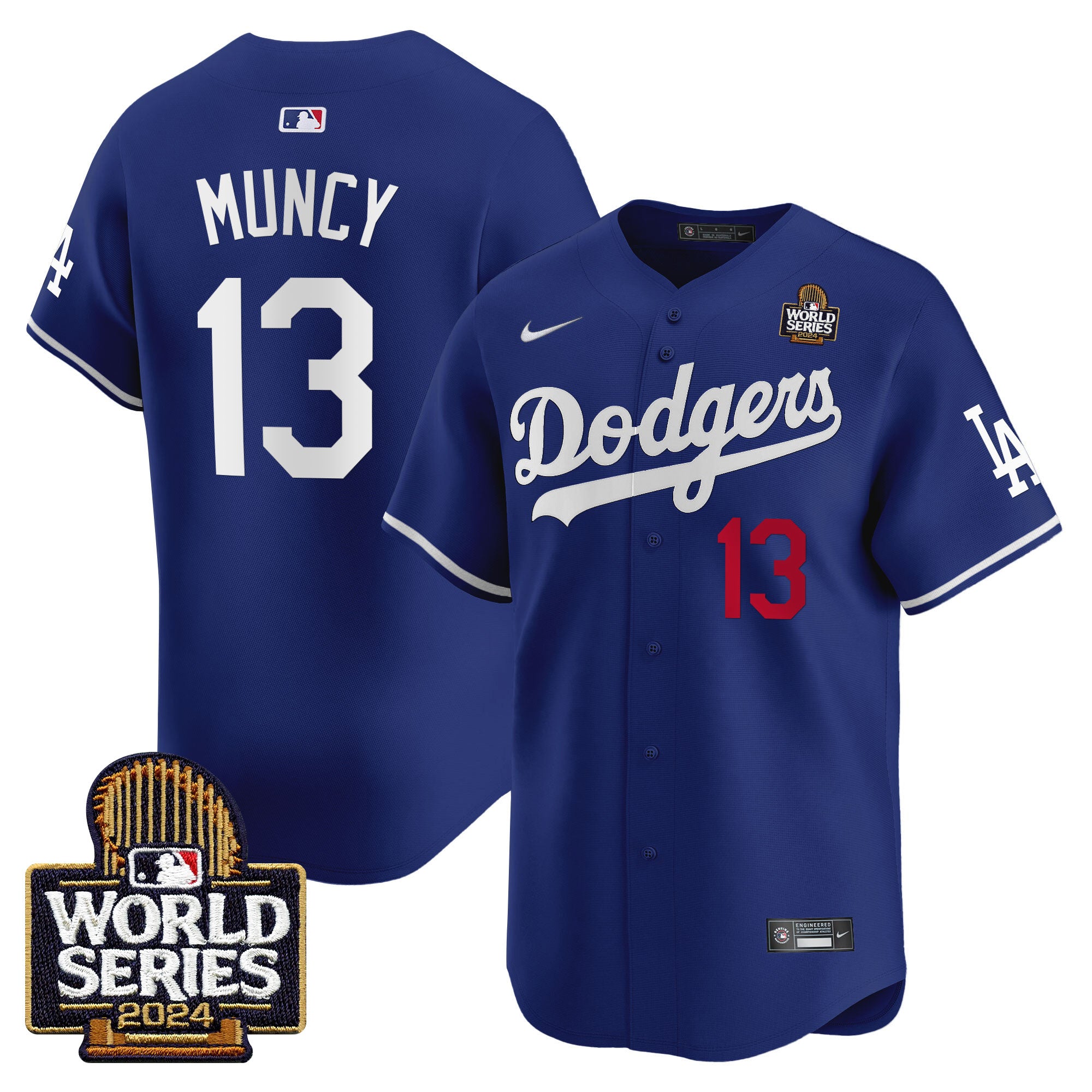 Men's Dodgers 2024 World Series Vapor Premier Limited Jersey V2 - All Stitched - Royal, Max Muncy