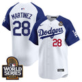 Men's Dodgers 2024 World Series Vapor Premier Limited Jersey V2 - All Stitched - Alternate White, J.D. Martinez