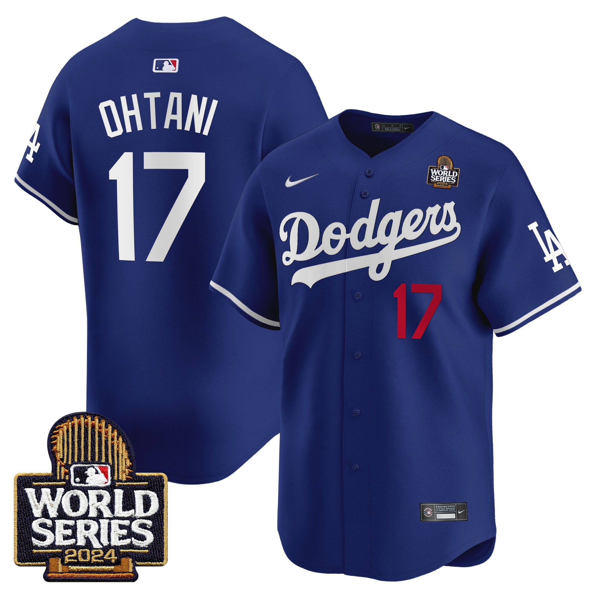 Men's Dodgers 2024 World Series Vapor Premier Limited Jersey V2 - All Stitched - Royal, Shohei Ohtani