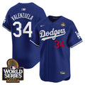 Men's Dodgers 2024 World Series Vapor Premier Limited Jersey V2 - All Stitched - Royal, Fernando Valenzuela