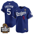 Men's Dodgers 2024 World Series Vapor Premier Limited Jersey V2 - All Stitched - Royal, Freddie Freeman