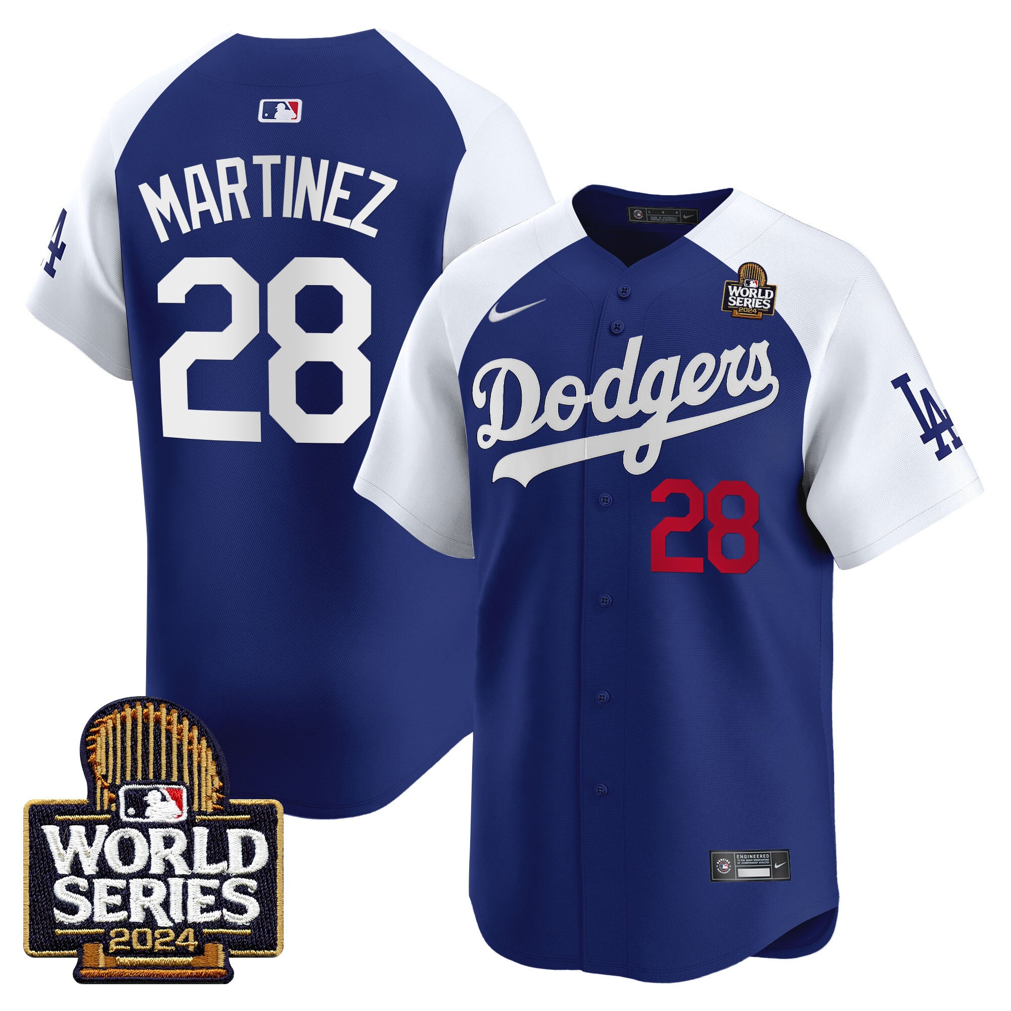 Men's Dodgers 2024 World Series Vapor Premier Limited Jersey V2 - All Stitched - Alternate Royal, J.D. Martinez
