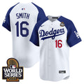 Men's Dodgers 2024 World Series Vapor Premier Limited Jersey V2 - All Stitched - Alternate White, Will Smith