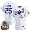 Men's Dodgers 2024 World Series Vapor Premier Limited Jersey V2 - All Stitched - White, Tommy Edman