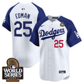 Men's Dodgers 2024 World Series Vapor Premier Limited Jersey V2 - All Stitched - Alternate White, Tommy Edman