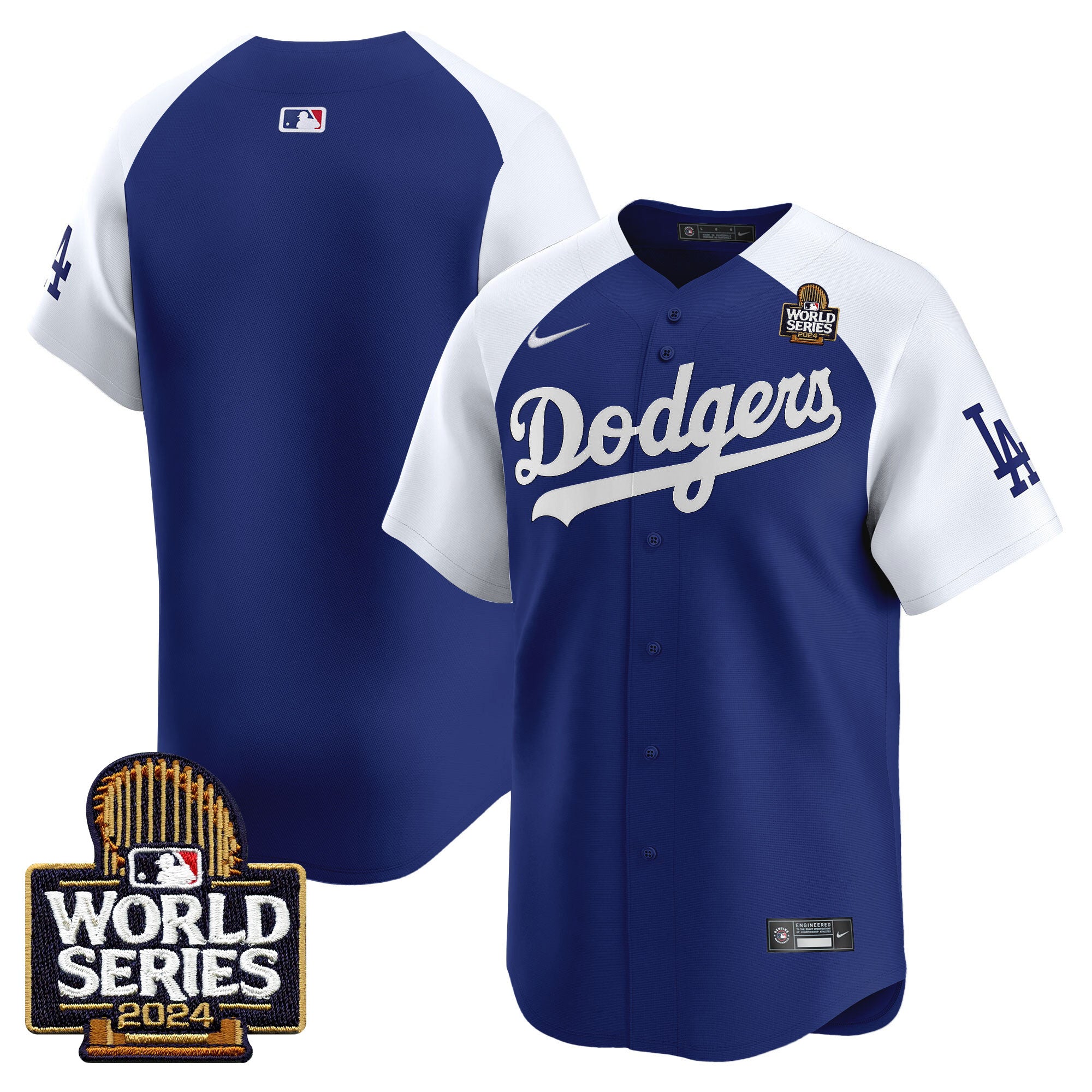 Men's Dodgers 2024 World Series Vapor Premier Limited Jersey V2 - All Stitched - Alternate Royal, Team