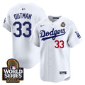 Men's Dodgers 2024 World Series Vapor Premier Limited Jersey V2 - All Stitched - White, James Outman