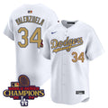 Men's Dodgers 2024 World Series Champions Gold Trim Vapor Premier Limited Jersey V2 - All Stitched - Royal, Shohei Ohtani