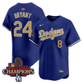 Men's Dodgers 2024 World Series Champions Gold Trim Vapor Premier Limited Jersey V2 - All Stitched - White Gold, Shohei Ohtani