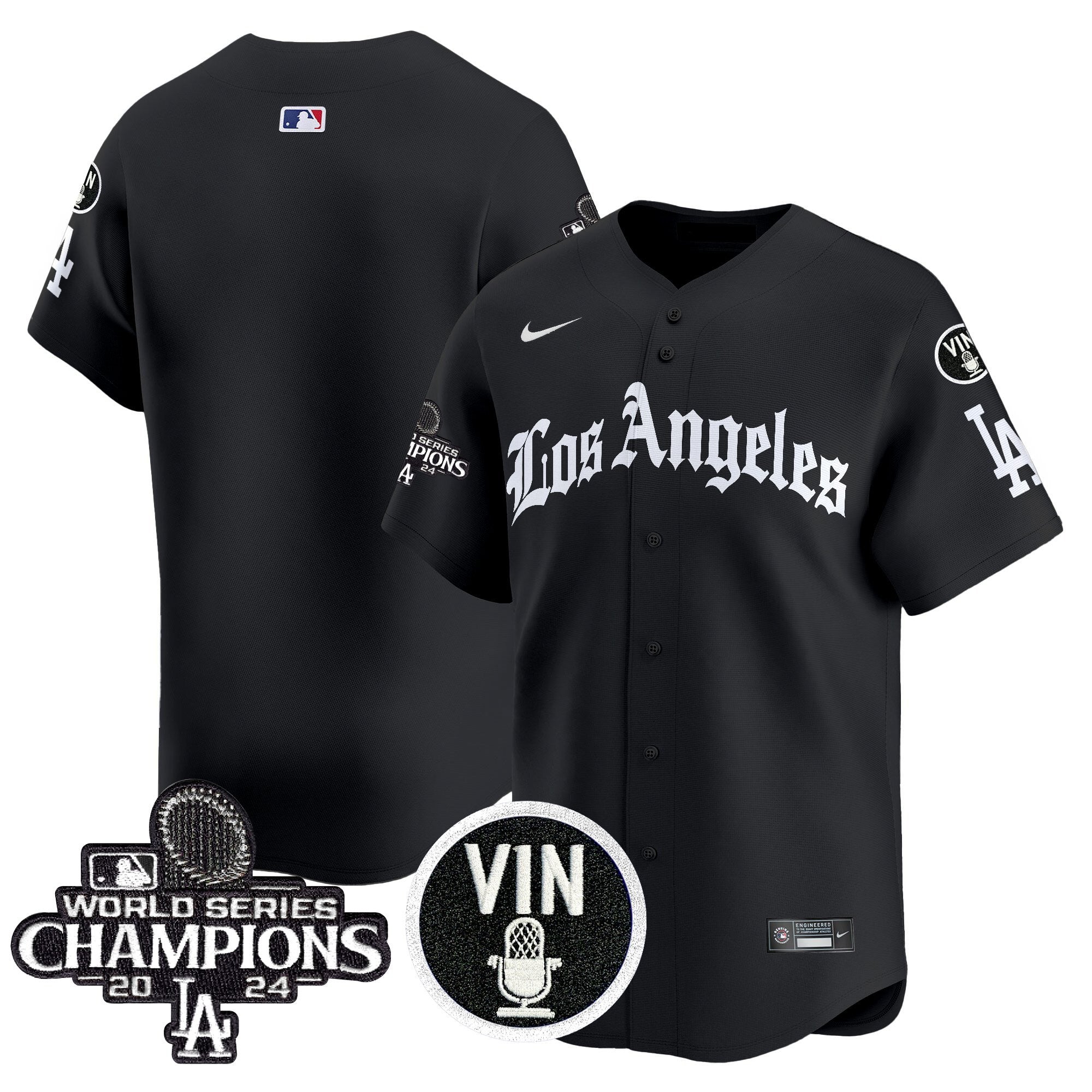 Men's Dodgers 2025 LA Gothic Style Vapor Premier Limited Jersey - All Stitched - Black, Team