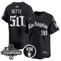 Men's Dodgers 2025 LA Gothic Style Vapor Premier Limited Jersey - All Stitched - Black, Mookie Betts