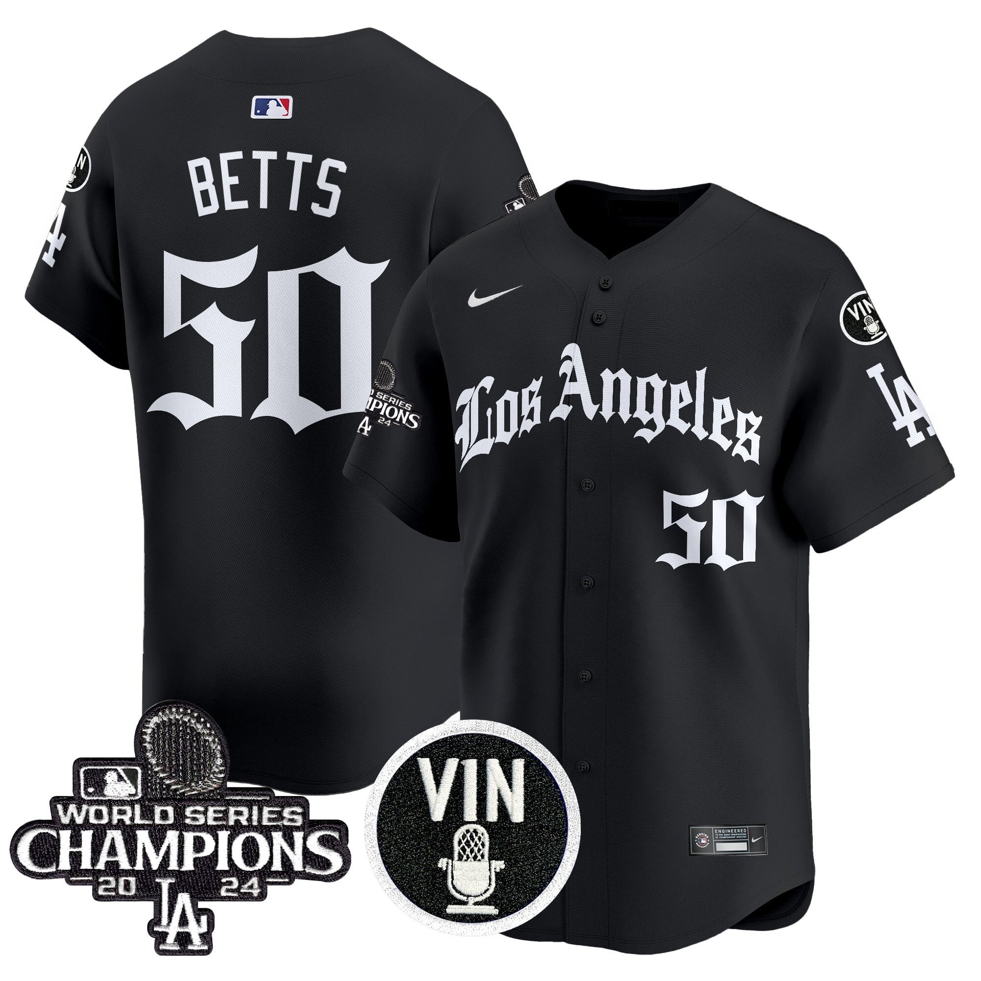 Men's Dodgers 2025 LA Gothic Style Vapor Premier Limited Jersey - All Stitched - Black, Mookie Betts
