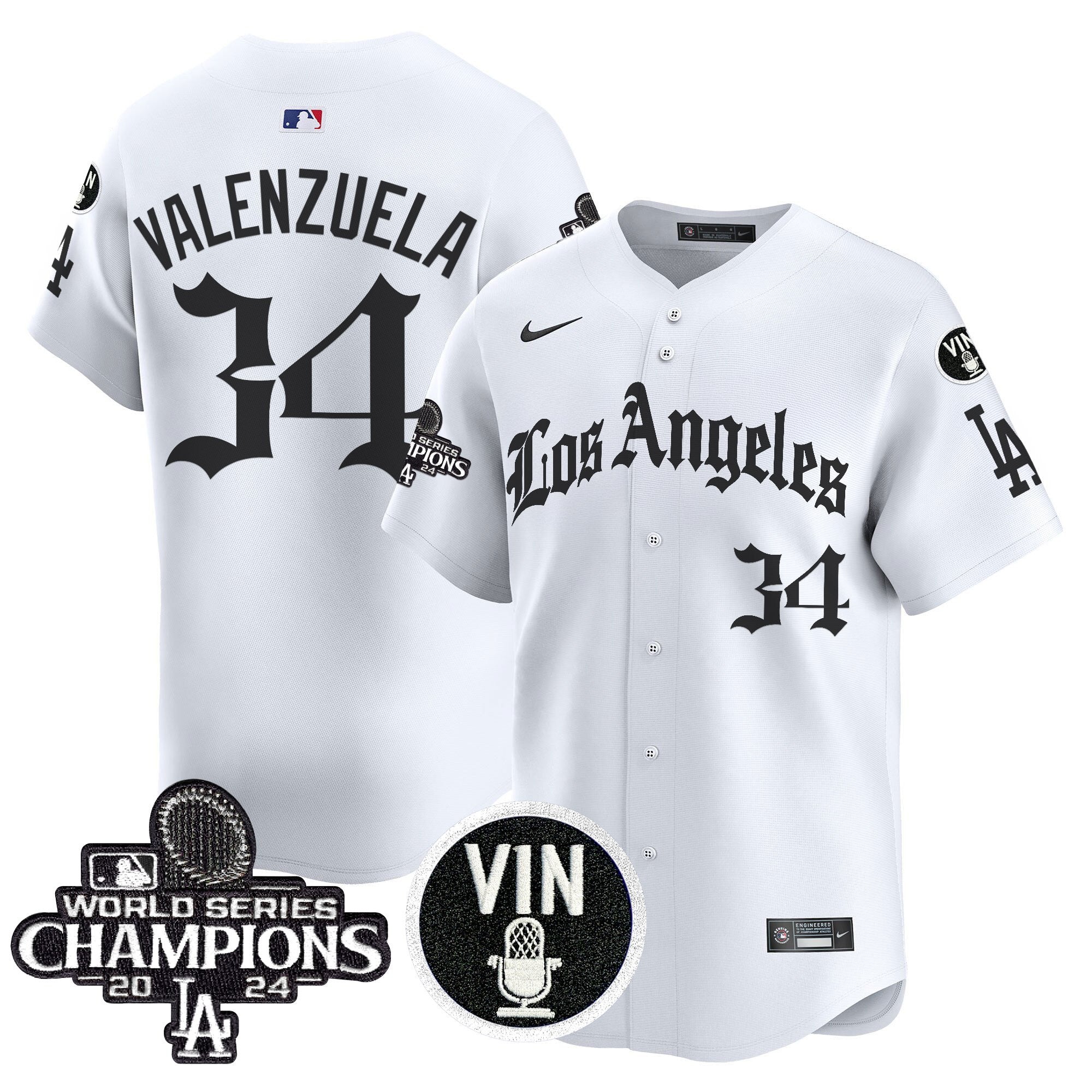 Men's Dodgers 2025 LA Gothic Style Vapor Premier Limited Jersey - All Stitched - White, Fernando Valenzuela