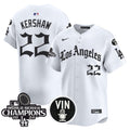 Men's Dodgers 2025 LA Gothic Style Vapor Premier Limited Jersey - All Stitched - White, Clayton Kershaw