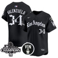 Men's Dodgers 2025 LA Gothic Style Vapor Premier Limited Jersey - All Stitched - Black, Fernando Valenzuela