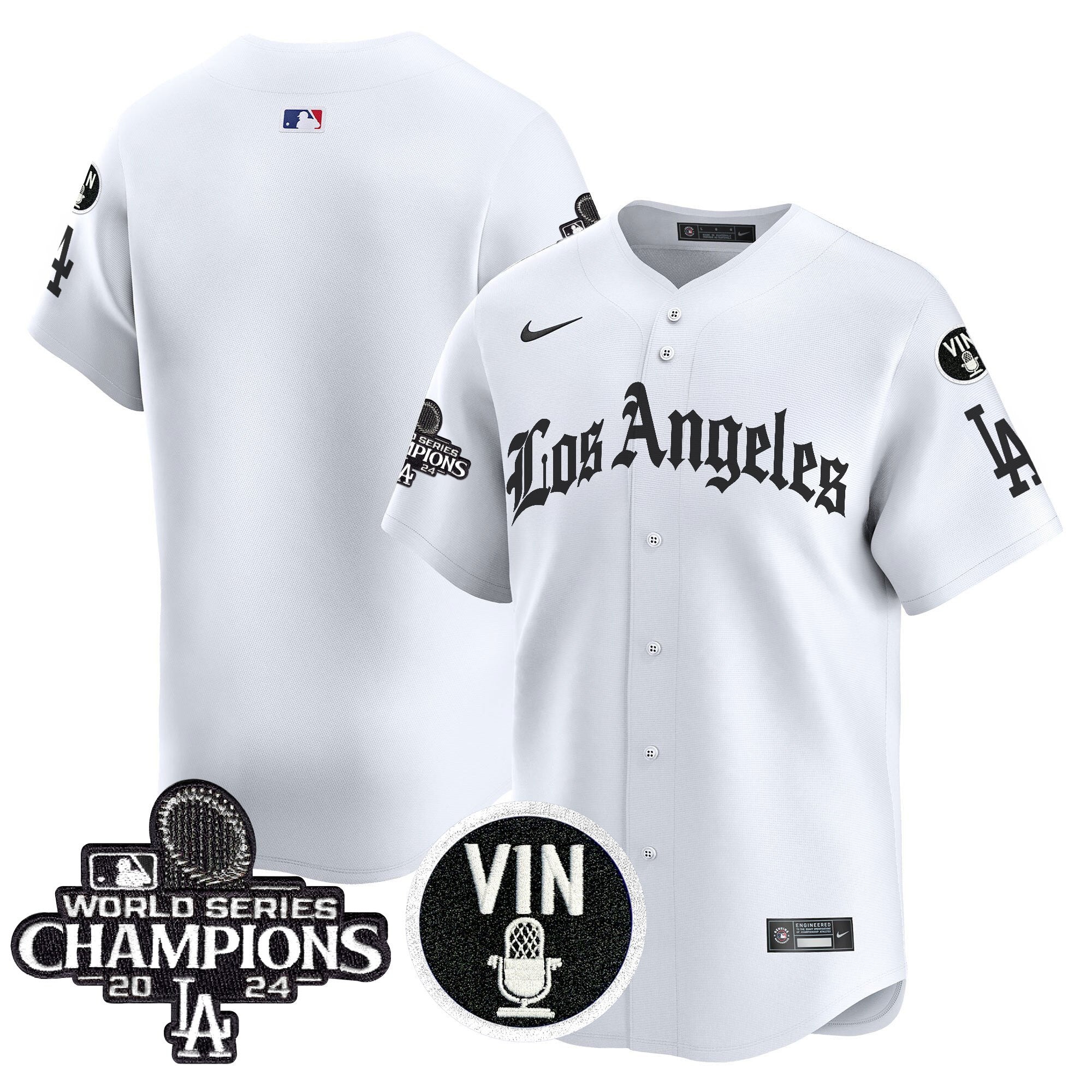 Men's Dodgers 2025 LA Gothic Style Vapor Premier Limited Jersey - All Stitched - White, Team