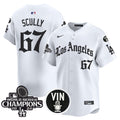 Men's Dodgers 2025 LA Gothic Style Vapor Premier Limited Jersey - All Stitched - White, Vin Scully
