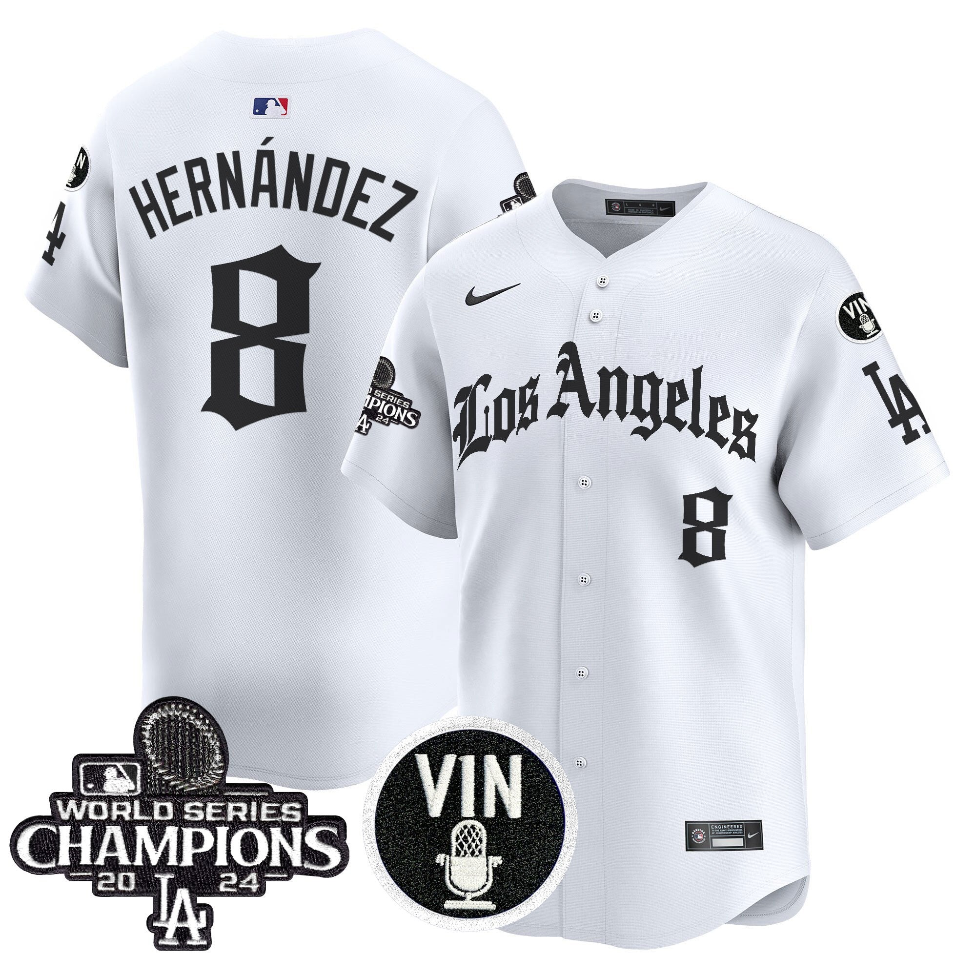 Men's Dodgers 2025 LA Gothic Style Vapor Premier Limited Jersey - All Stitched - White, Kike Hernandez