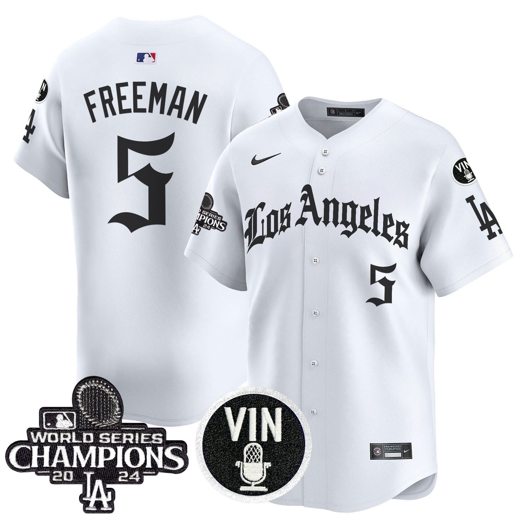 Men's Dodgers 2025 LA Gothic Style Vapor Premier Limited Jersey - All Stitched - White, Freddie Freeman