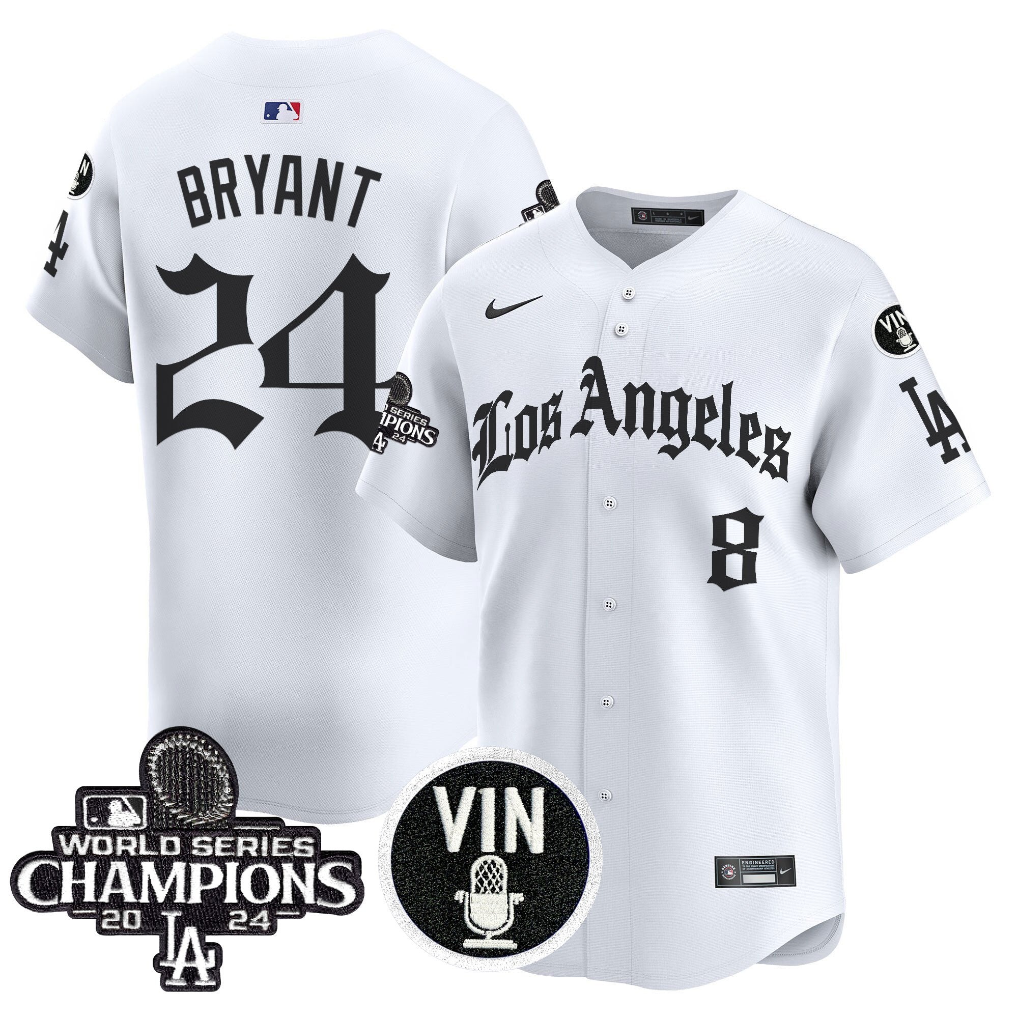 Men's Dodgers 2025 LA Gothic Style Vapor Premier Limited Jersey - All Stitched - White, Kobe Bryant