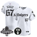 Men's Dodgers 2025 LA Gothic Style Vapor Premier Limited Jersey V2 - All Stitched - White, Vin Scully